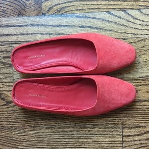 Mansur Gavriel red suede mules